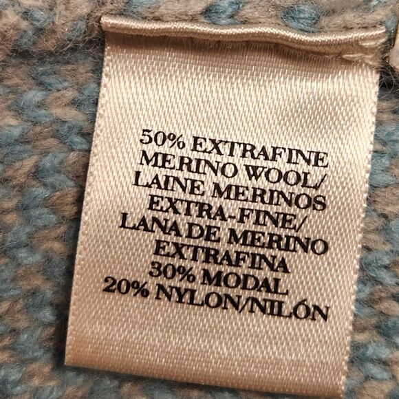 Ann Taylor Cardigan Sweater Merino Wool Modal Blue Gray Turquoise Chanel L - Picture 11 of 12